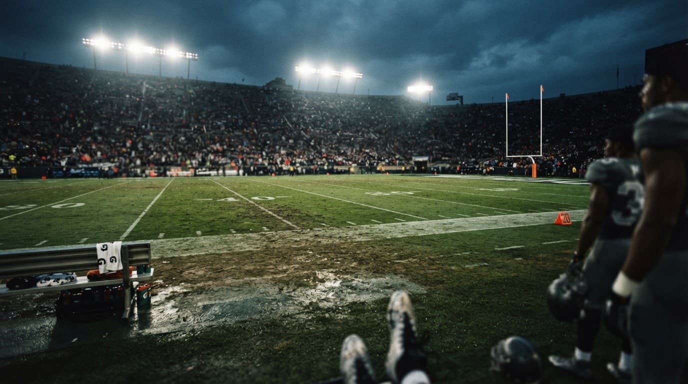 Football stadium at night