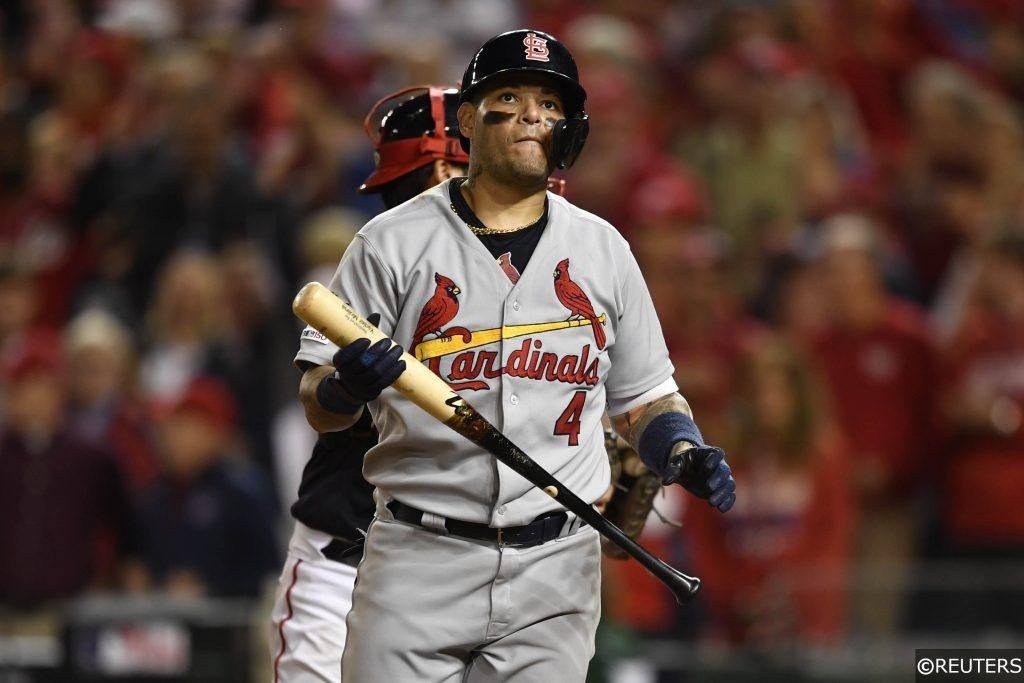 Yadier Molina striking out for the Cardinals