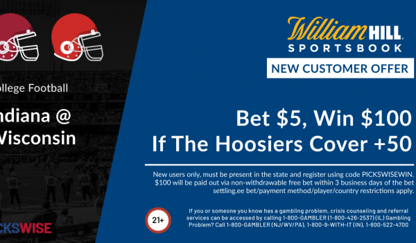 Bet $5, Win $100 if the Hoosiers cover +50 against the Badgers!