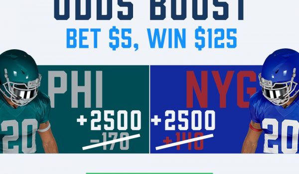 Get 25/1 on the Eagles or Giants to win – Bet $5 win $125!