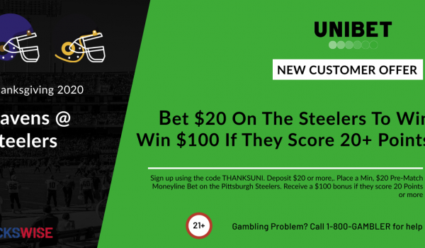 Bet $20 on Steelers to win, get $100 if they score 20+ points!