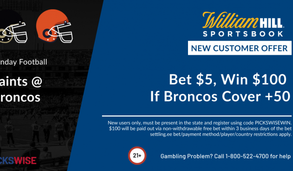 Bet $5, Win $100 if the Broncos cover +50 against the Saints!