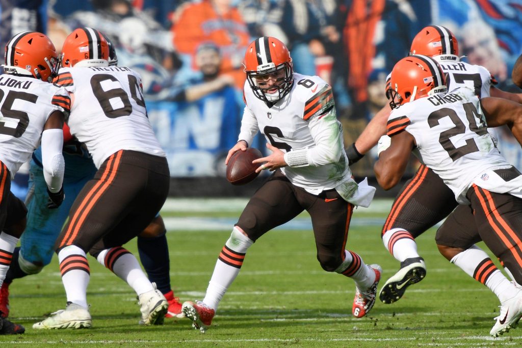 Baker Mayfield and Nick Chubb of the Cleveland Browns