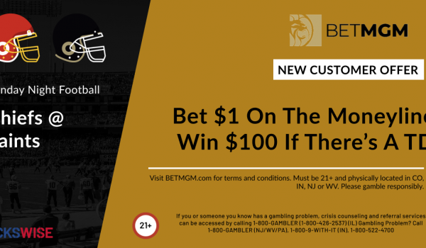 Bet $1, Win $100 if either Chiefs or Saints score a touchdown!